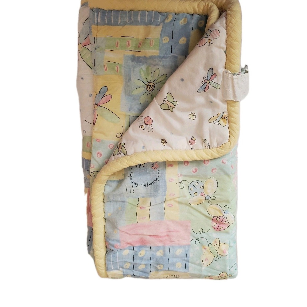 Vintage Lambs And Ivy Patchwork Quilt Butterfly Ladybug Dragonfly Pastel Baby‎
